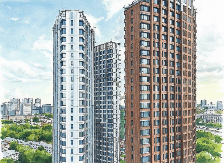 На фото ход строительства ЖК Rotterdam от ФСК
