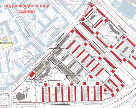 Подлежащие сносу здания в квартале, Ноябрь 2013