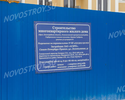 ЖК «Дом в поселке Горбунки»: Информационный щит стройплощадки (01.02.15), Февраль 2015