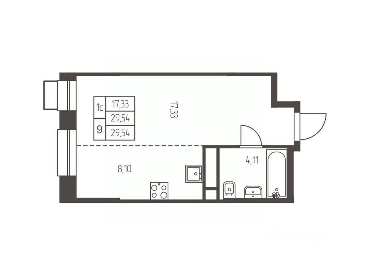 Квартира-студия, 29,5 м², в ЖК Новая Ивантеевка
