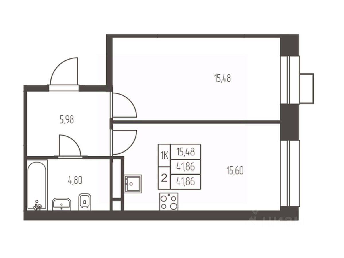 1-комн. квартира, 41,9 м², в ЖК Новая Ивантеевка
