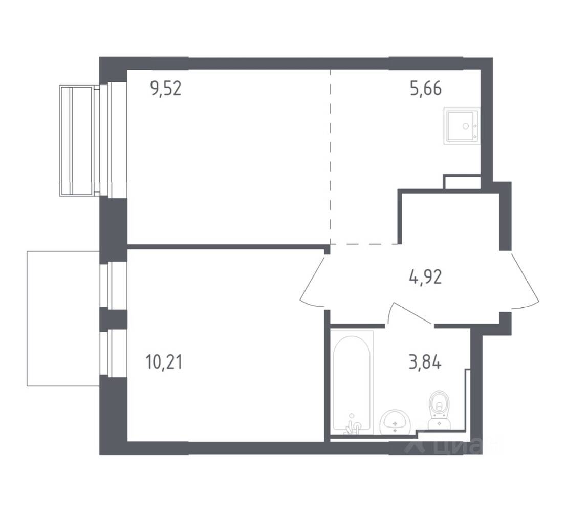 1-комн. квартира, 34,15 м², в ЖК Рублевский Квартал