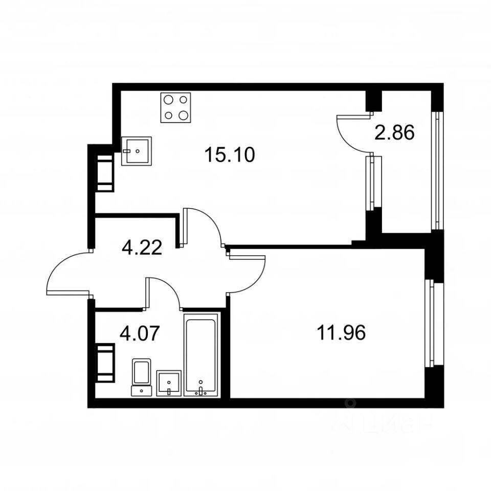1-комн. квартира, 36,78 м², в ЖК Квартал Заречье