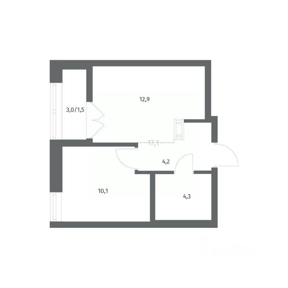 1-комн. квартира, 32,99 м², в ЖК NEWПИТЕР