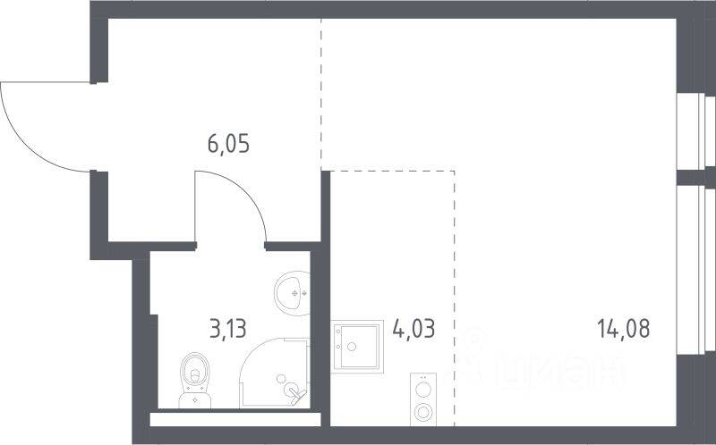 Квартира-студия, 27,29 м², в ЖК Квартал Авиаторов