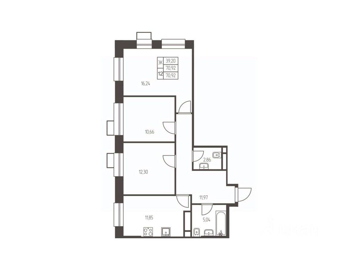 3-комн. квартира, 70,9 м², в ЖК Новая Ивантеевка