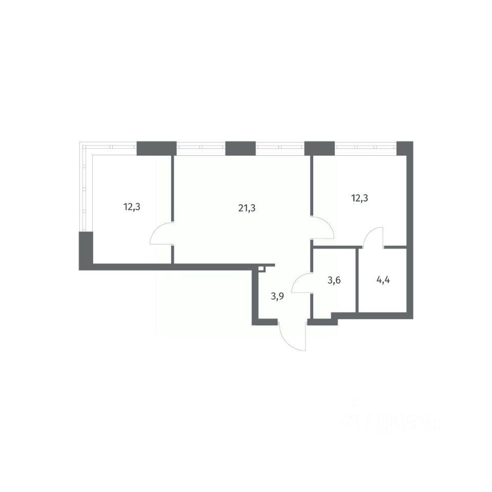 2-комн. квартира, 57,73 м², в ЖК NEWПИТЕР