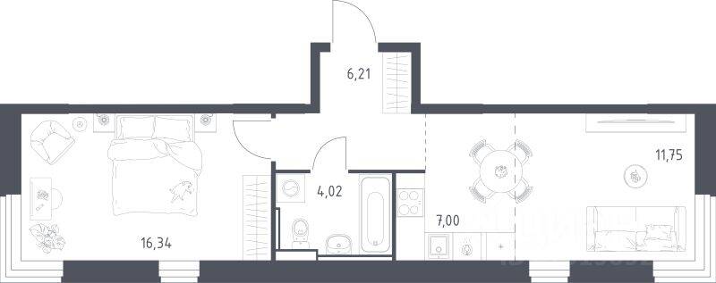 1-комн. квартира, 45,32 м², в ЖК Квартал Ивакино
