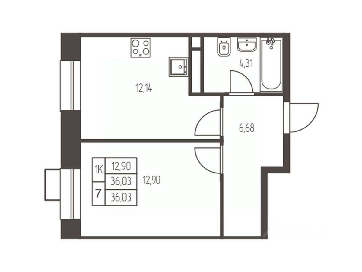 1-комн. квартира, 36 м², в ЖК Новая Ивантеевка