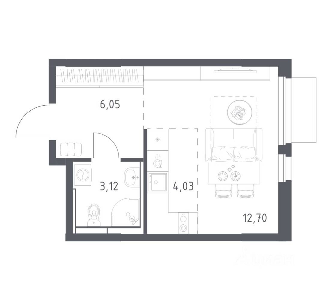 Квартира-студия, 25,9 м², в ЖК Мытищи Парк