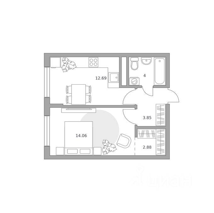 1-комн. квартира, 37,48 м², в ЖК «Императорские Мытищи»