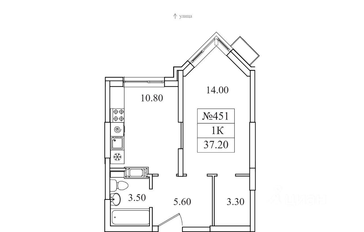 1-комн. квартира, 37,2 м², в ЖК Видный берег 2