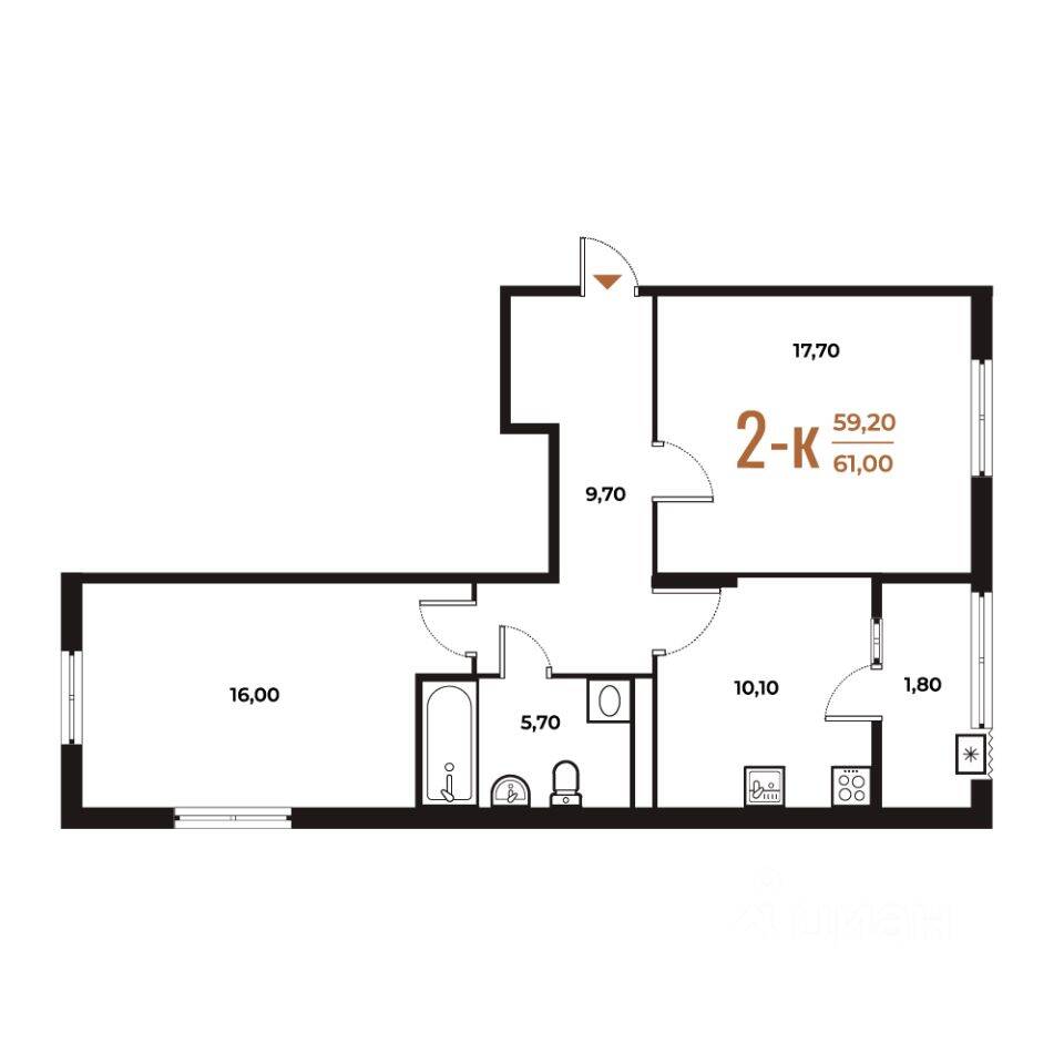 2-комн. квартира, 68,4 м², в ЖК Новое Летово