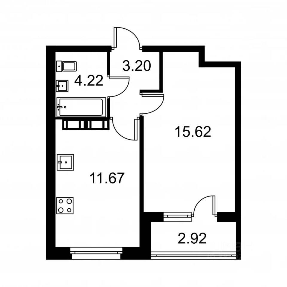 1-комн. квартира, 35,87 м², в ЖК Квартал Заречье