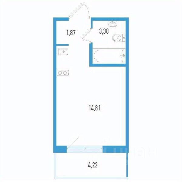 Квартира-студия, 21,33 м², в ЖК Аэросити Life
