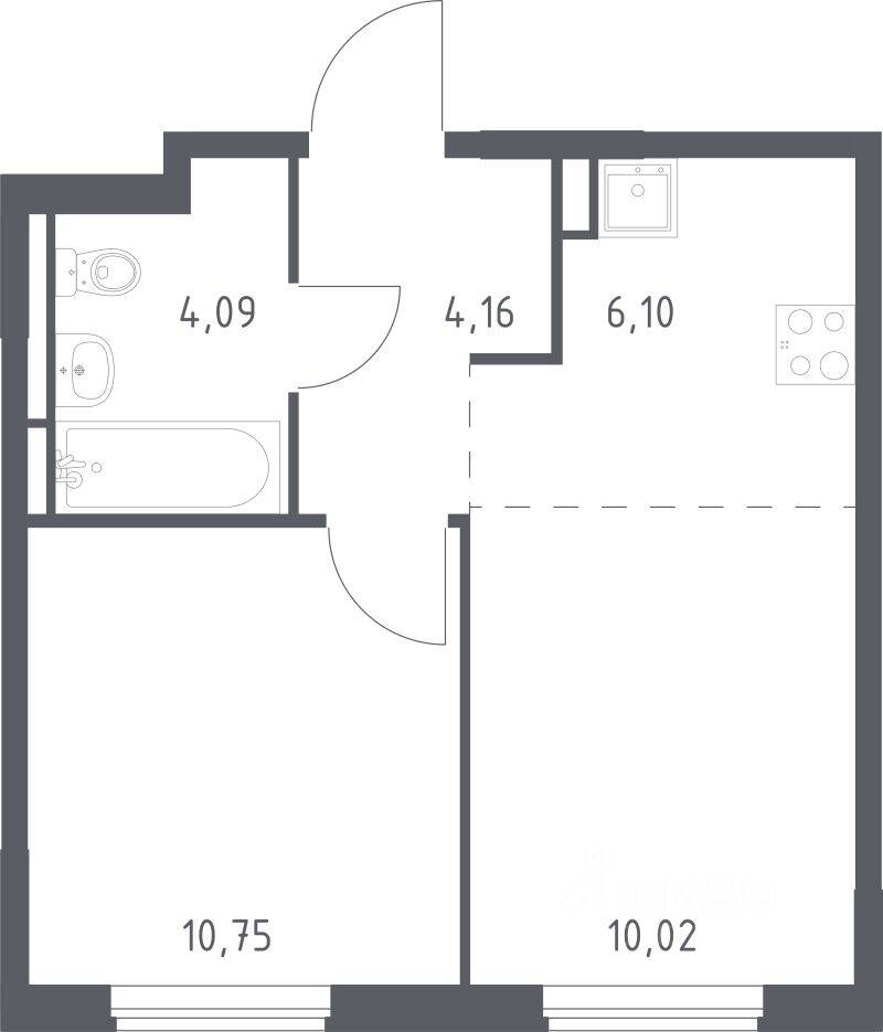 1-комн. квартира, 35,12 м², в ЖК Мытищи Парк
