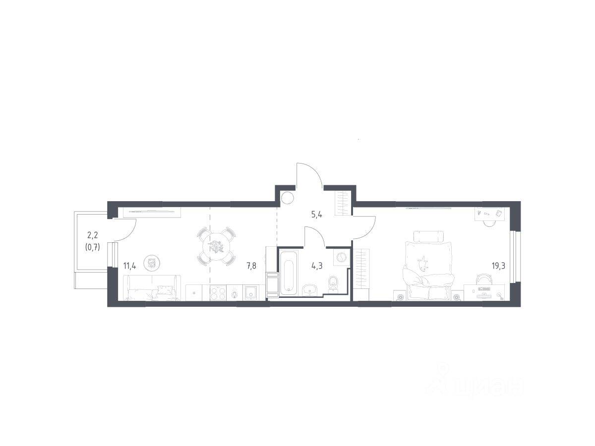 1-комн. квартира, 48 м², в ЖК Мытищи Парк
