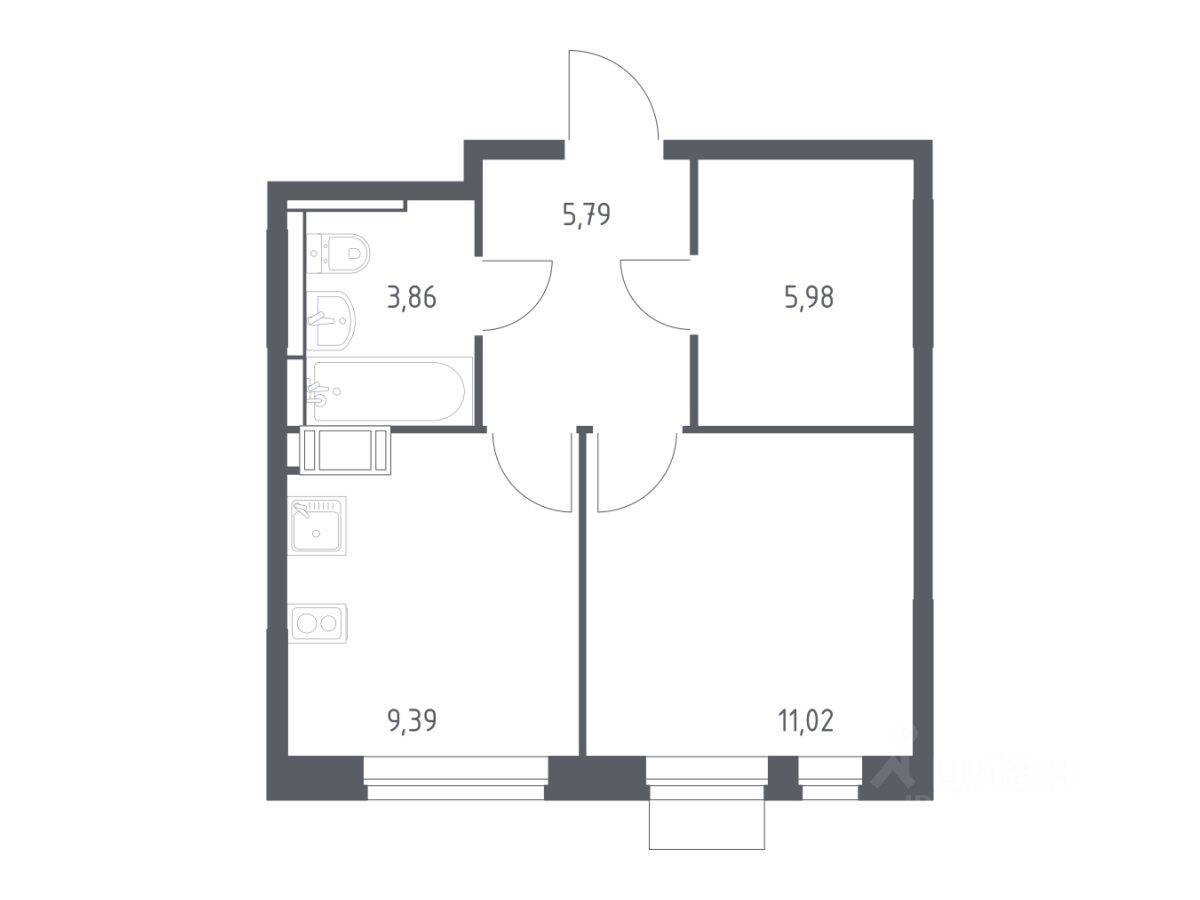1-комн. квартира, 36,04 м², в ЖК Пятницкие Луга
