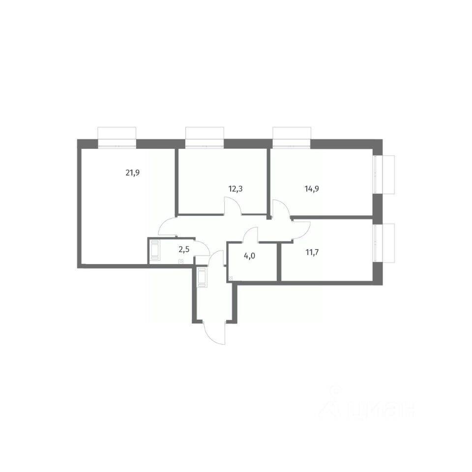 3-комн. квартира, 79 м², в ЖК Парусная 1