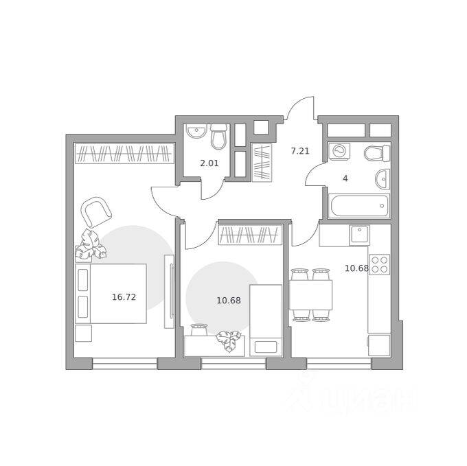 2-комн. квартира, 51,3 м², в ЖК «Императорские Мытищи»