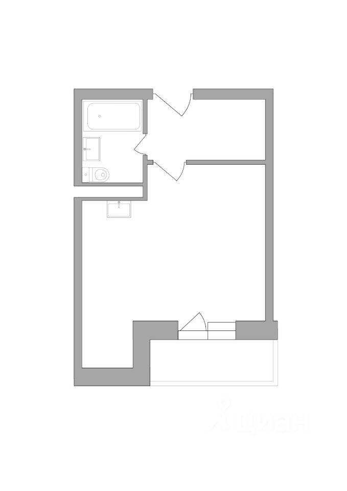 Планировка 1 комнатной квартиры, 27.24 м², в «Радость»