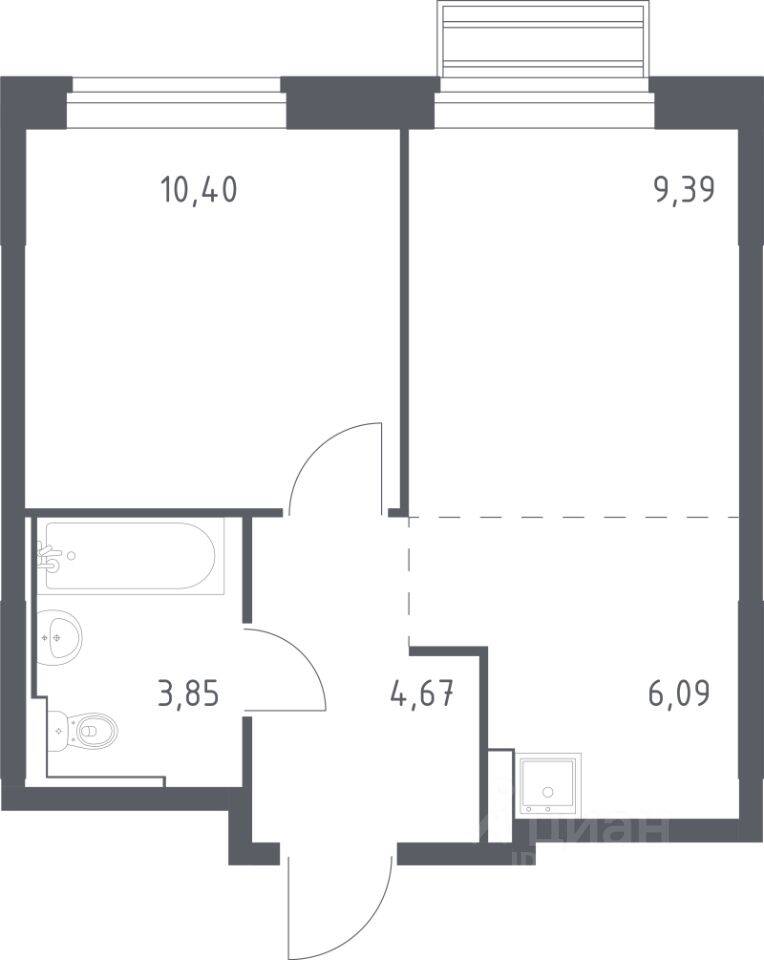 1-комн. квартира, 34,4 м², в ЖК Рублевский Квартал