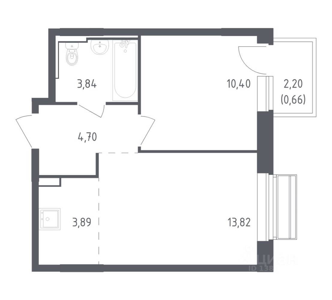 1-комн. квартира, 37,31 м², в ЖК Рублевский Квартал