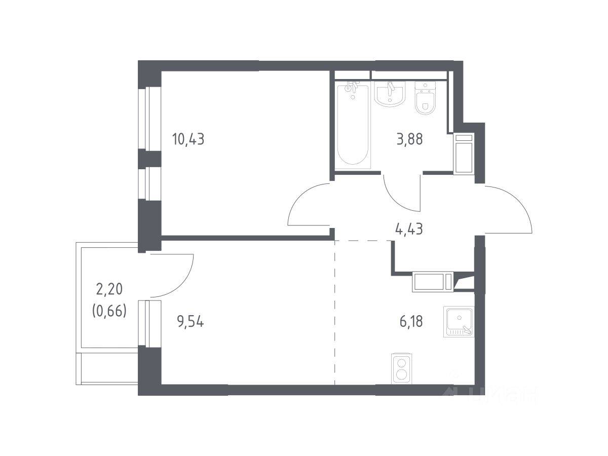 1-комн. квартира, 35,12 м², в ЖК Пятницкие Луга