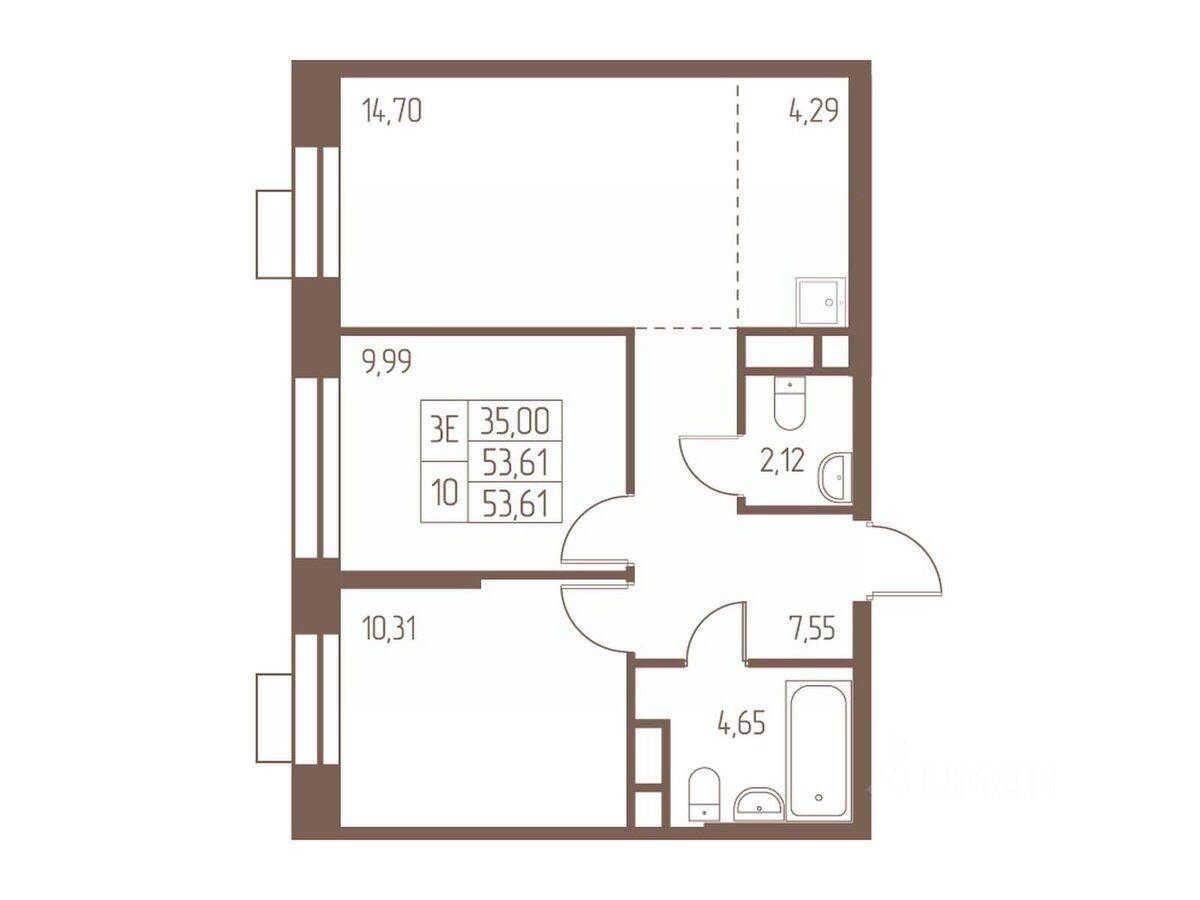 3-комн. квартира, 53,6 м², в ЖК Западная Ивантеевка