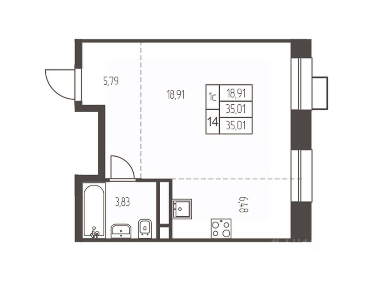 Квартира-студия, 35 м², в ЖК Новая Ивантеевка