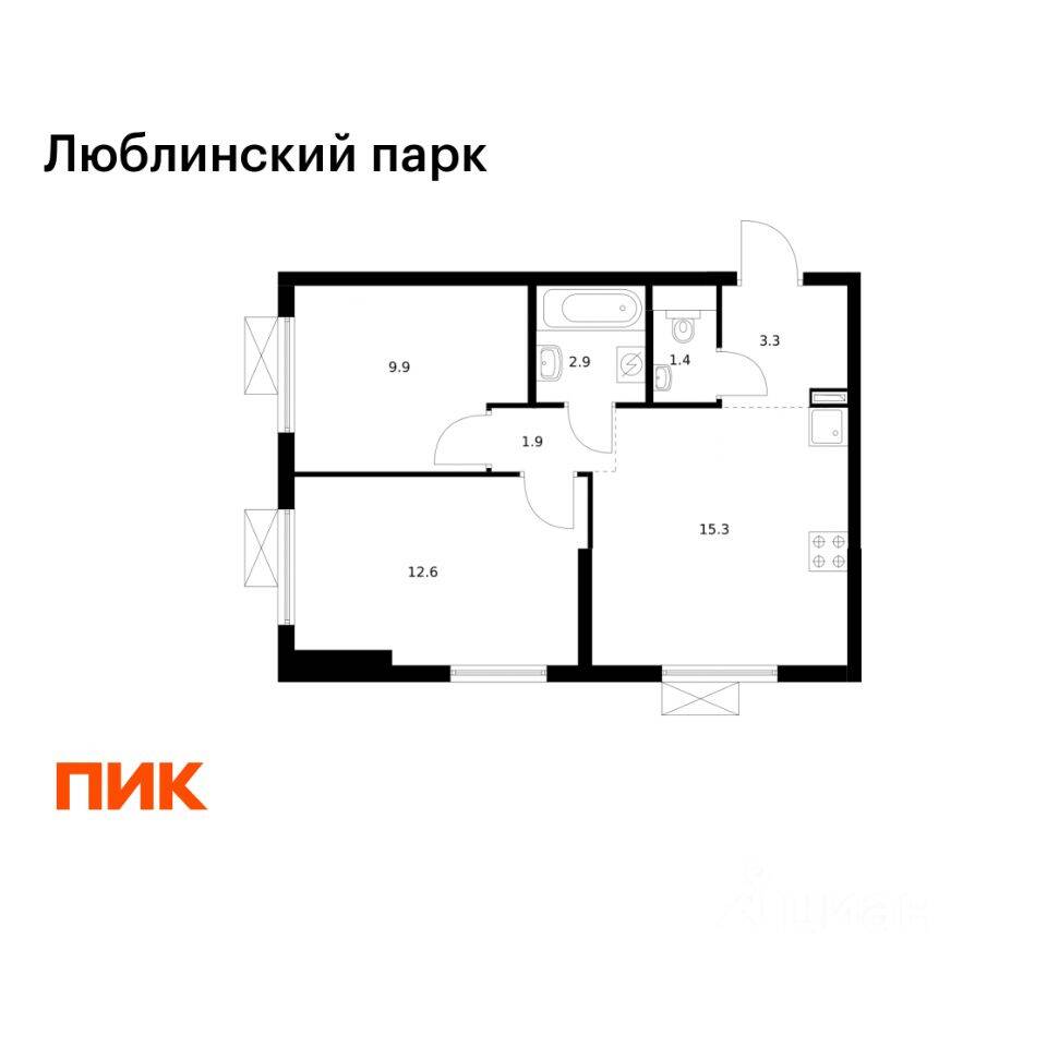 2-комн. квартира, 47,3 м², в ЖК «Люблинский парк»