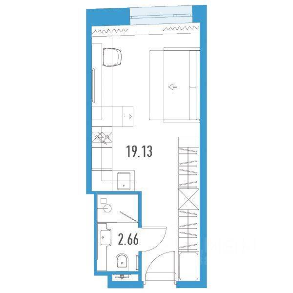 Квартира-студия, 21,79 м², в Апарт-комплекс YE’S LEADER