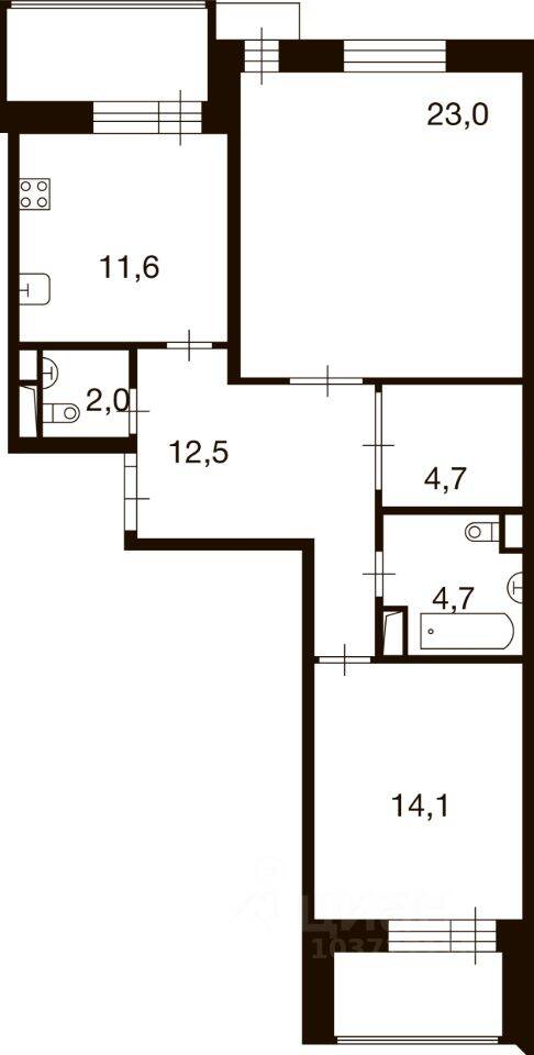 2-комн. квартира, 72,4 м², в ЖК «Ново-Никольское»