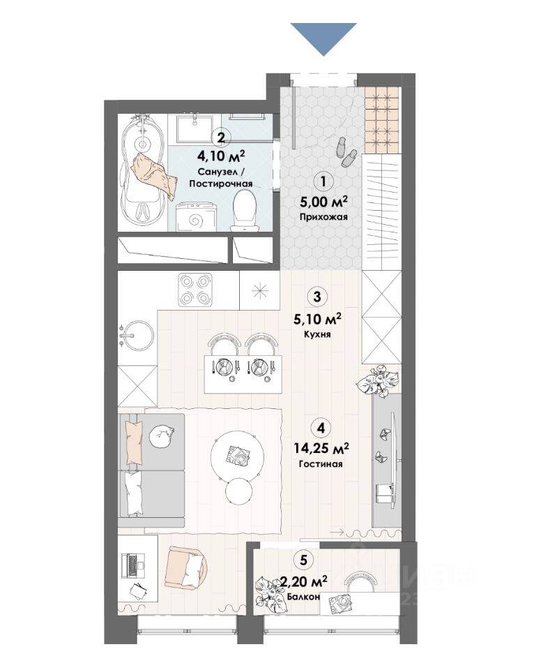 Квартира-студия, 30,65 м², в ЖК «Триумф» (Пушкино)