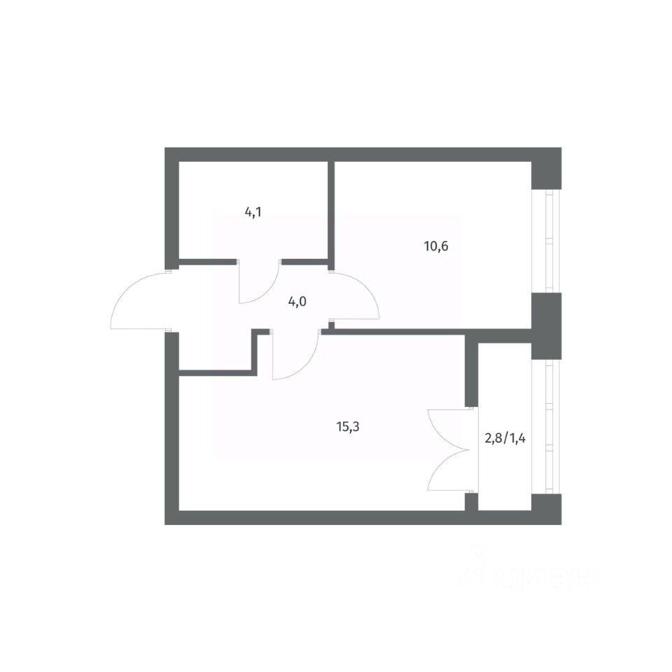 1-комн. квартира, 35,4 м², в ЖК NEWПИТЕР