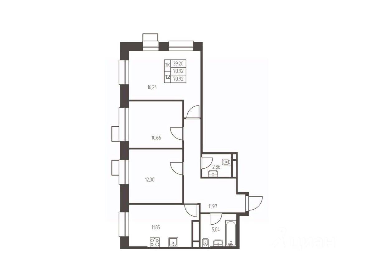 3-комн. квартира, 70,9 м², в ЖК Новая Ивантеевка