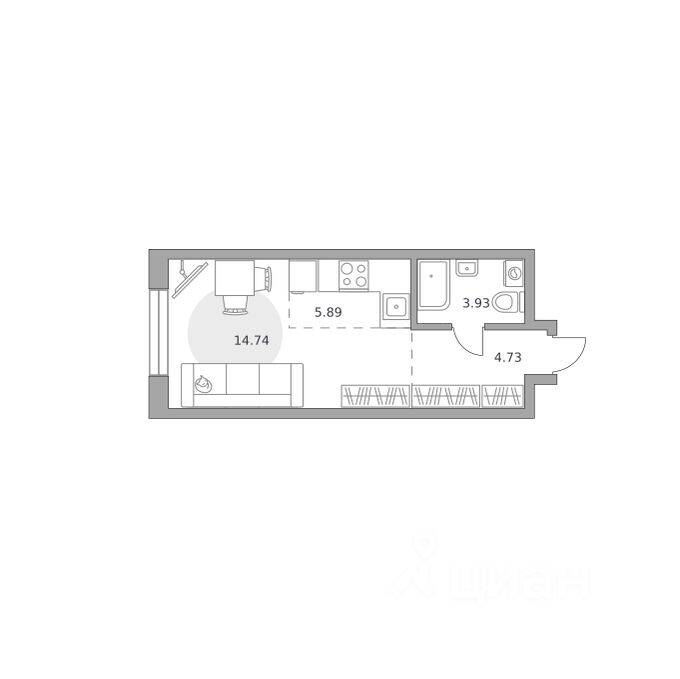 Квартира-студия, 29,29 м², в ЖК «Дубровка от Гранель»