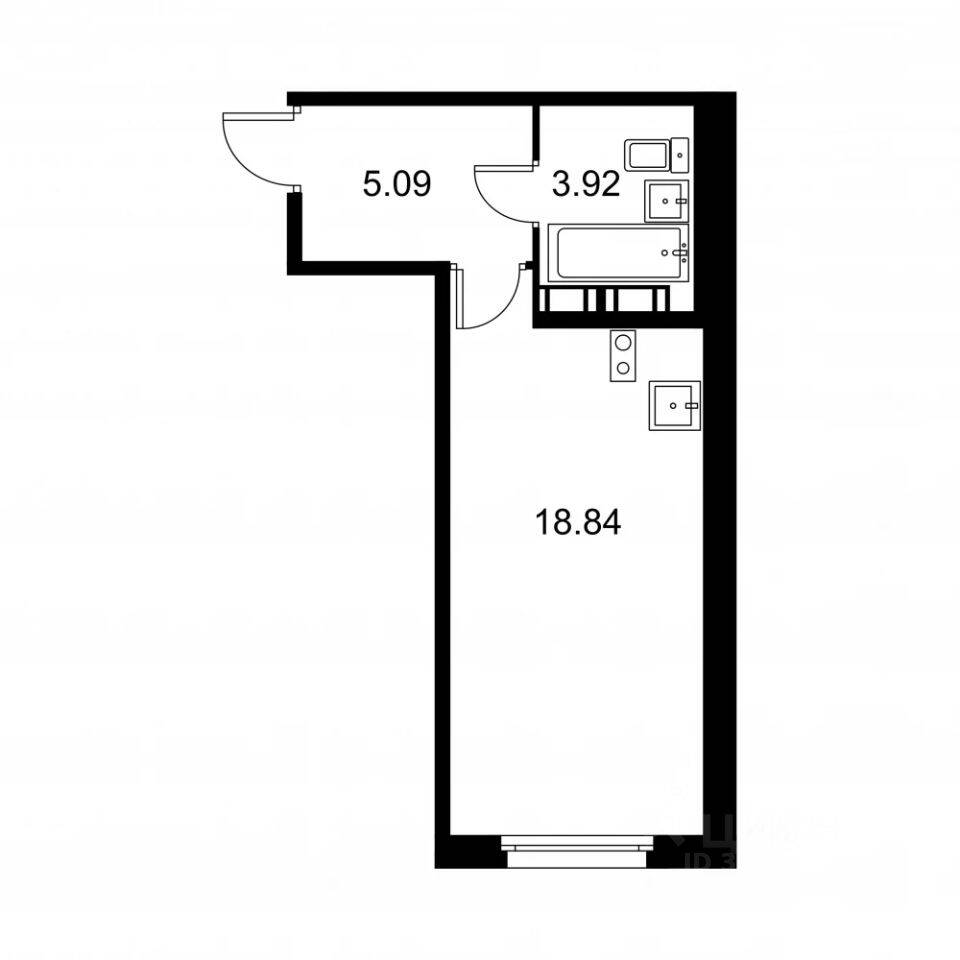 Планировка 1 комнатной квартиры, 27.85 м², в «Квартал Заречье»