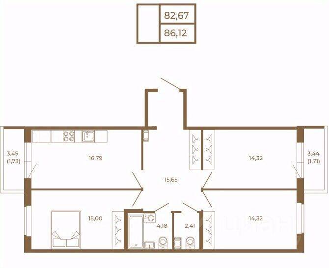 3-комн. квартира, 86,12 м², в Малоэтажный ЖК Новая история