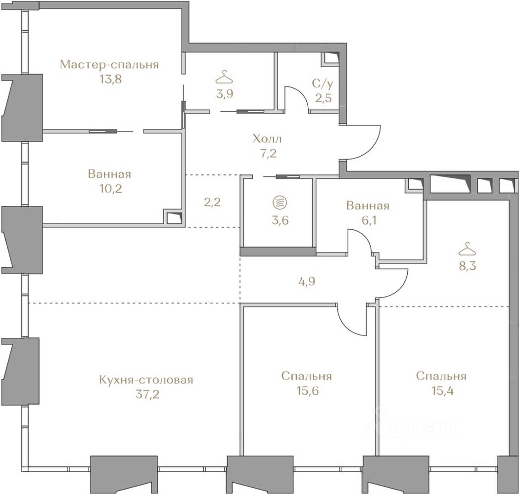3-комн. квартира, 130,9 м², в ЖК Коллекция Лужники