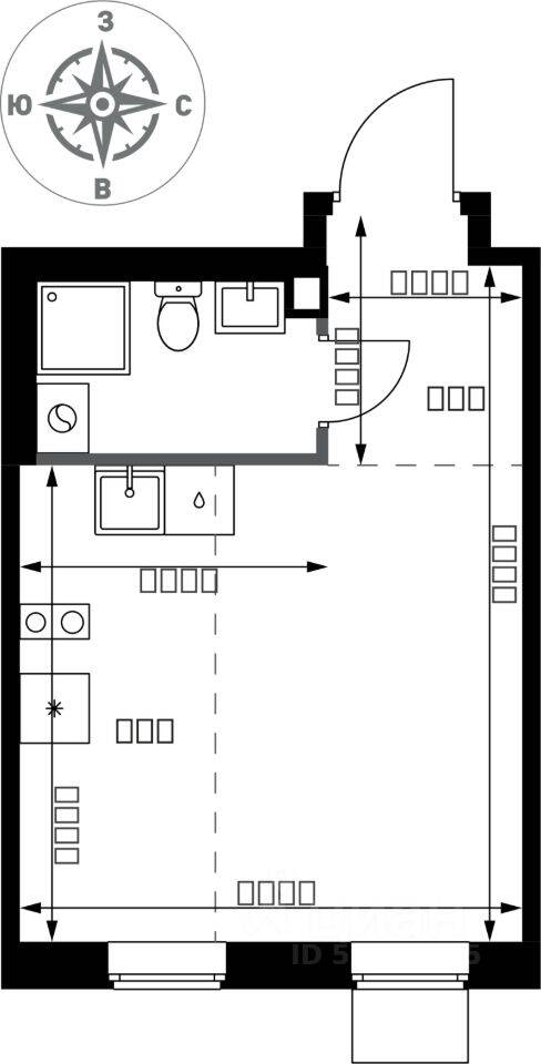 Квартира-студия, 25,3 м², в ЖК 1-й Ясеневский