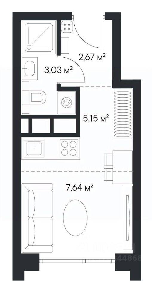 Квартира-студия, 18,49 м², в ЖК 1-й Нагатинский