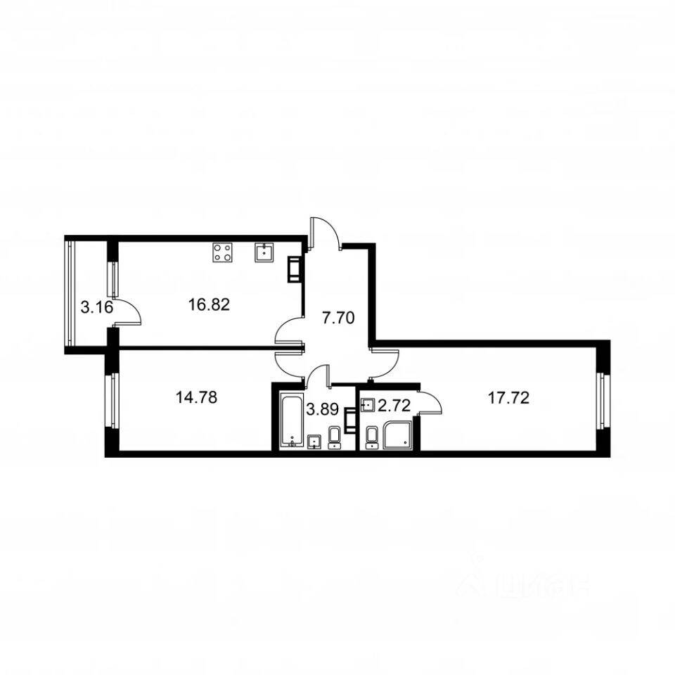 2-комн. квартира, 65,21 м², в ЖК Квартал Заречье