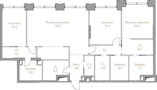 3-комн. квартира, 134,9 м², в ЖК Коллекция Лужники