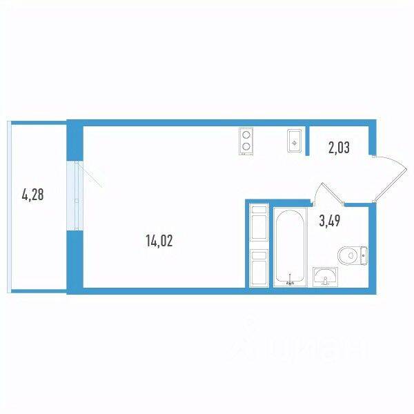 Квартира-студия, 20,82 м², в ЖК Аэросити Life