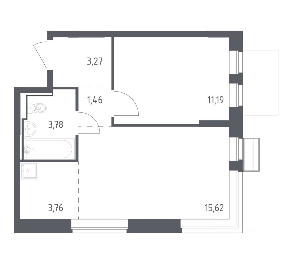 1-комн. квартира, 39,08 м², в ЖК Рублевский Квартал