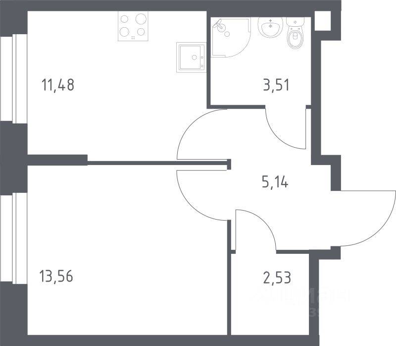 1-комн. квартира, 36,22 м², в ЖК ЭкоБунино