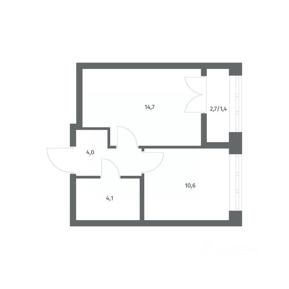 1-комн. квартира, 34,71 м², в ЖК NEWПИТЕР