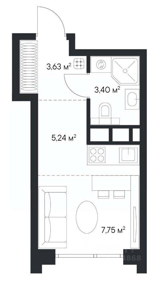Квартира-студия, 20,02 м², в ЖК 1-й Нагатинский