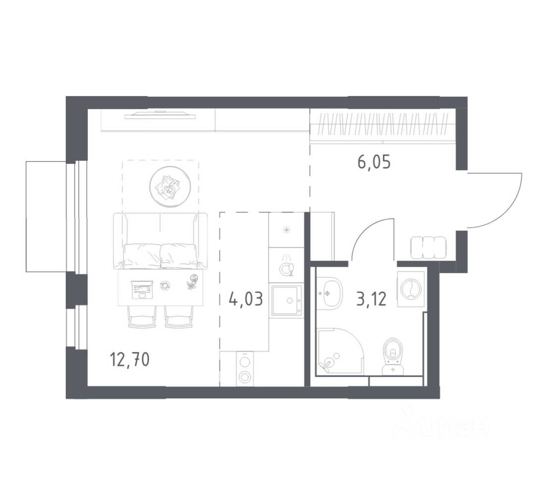 Квартира-студия, 25,9 м², в ЖК Мытищи Парк